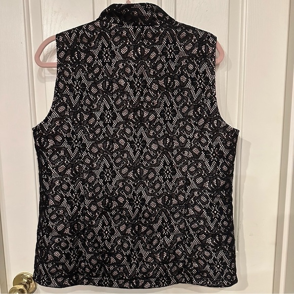 Zenergy By Chico's Women's M Sheer Vest Black Lace Light Pink Fairy Whimsigoth - Picture 8 of 10